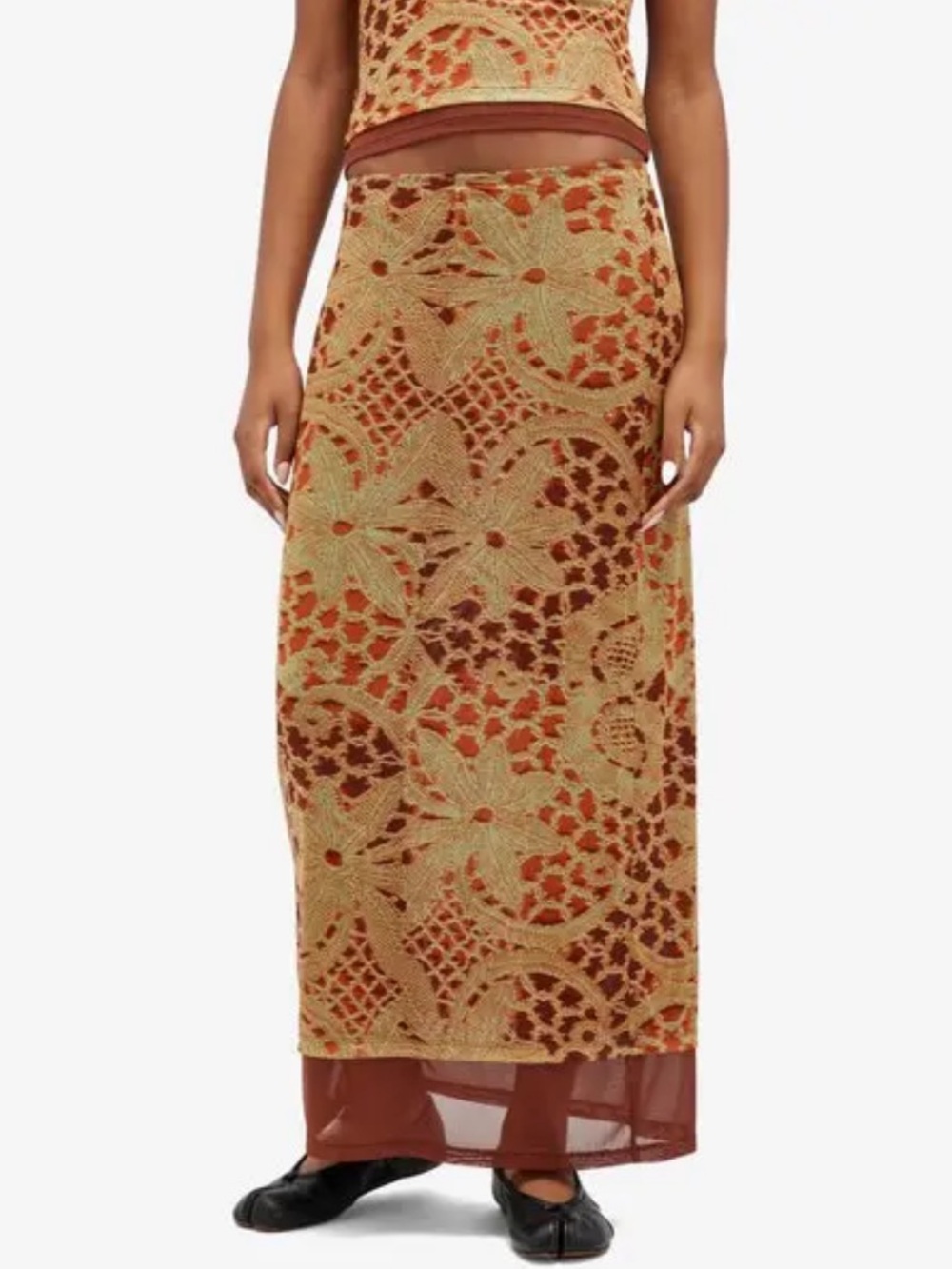 MIAOU Topanga Skirt in Lace Orange size XS